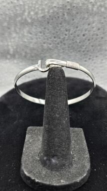 Vtg 7.75 Inch Sterling Silver Hook And Eye Cuff Bracelet Marked And Tested 925